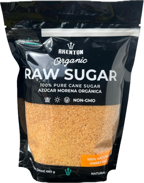 Organic Raw Cane Sugar 24 oz | 1.5 lb. All Organic Foods and Goods Organic Sugar from Akenton